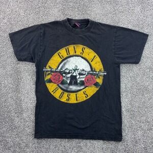 Vintage Y2K Guns N Roses Shirt Mens Medium Black Cotton Band Tee Rock Music